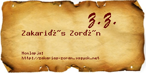Zakariás Zorán névjegykártya